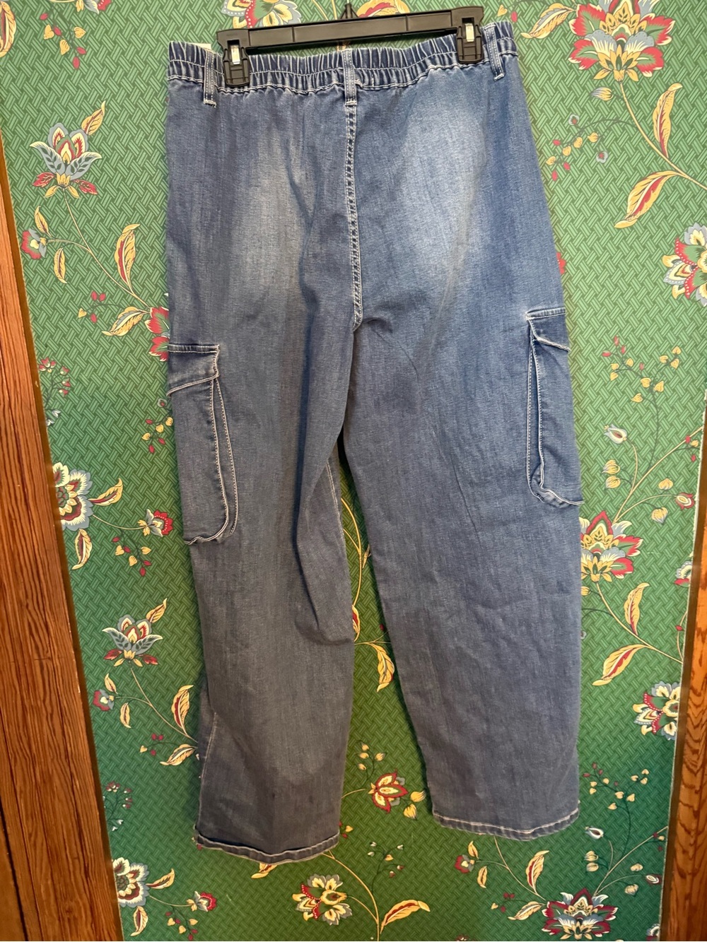 Denim Cargo Pants in Medium Blue - Picture 2 of 3